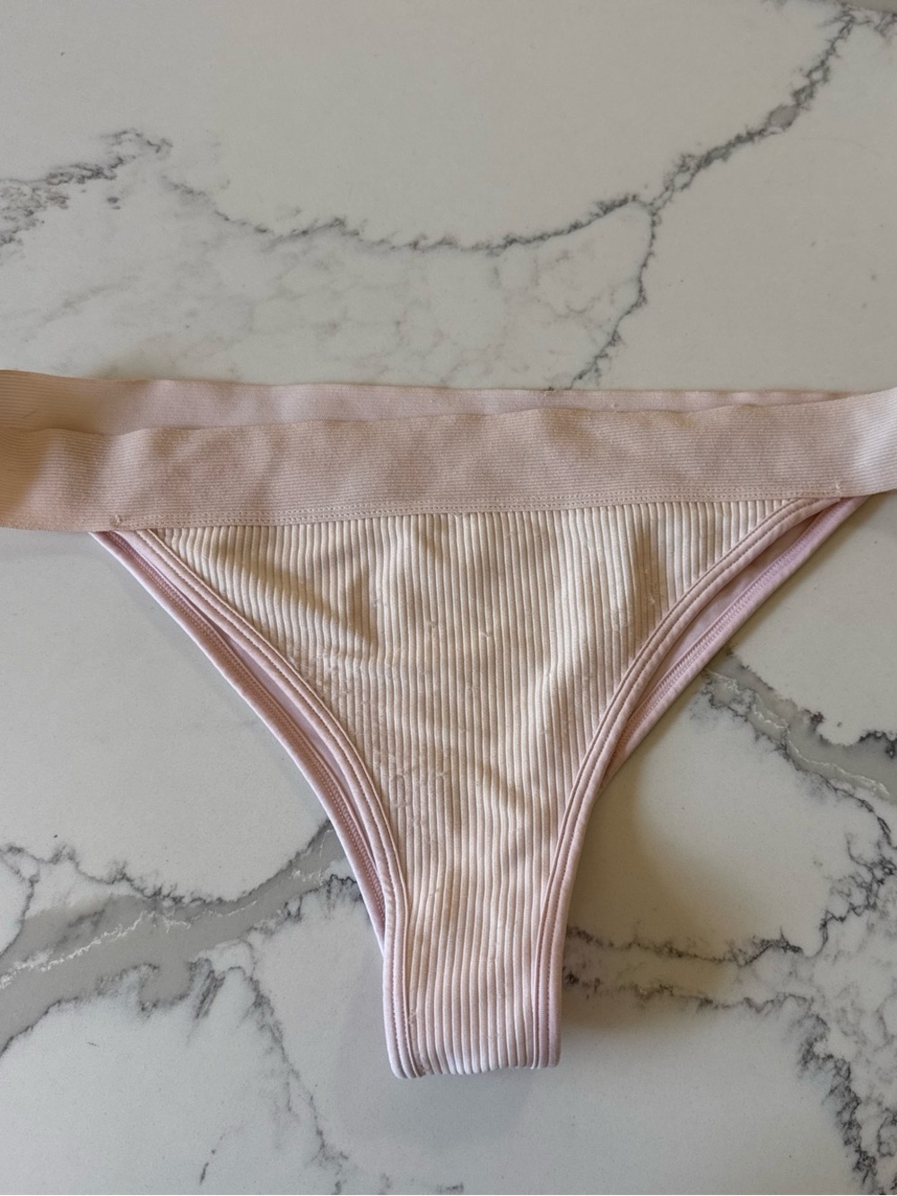 Frankie’s bikinis light Pink ribbed bikini bottoms size M